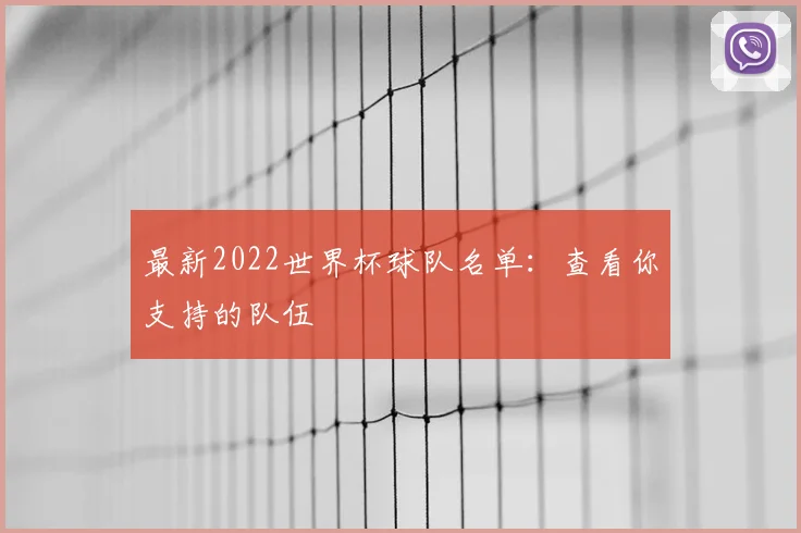 最新2022世界杯球队名单:查看你支持的队伍